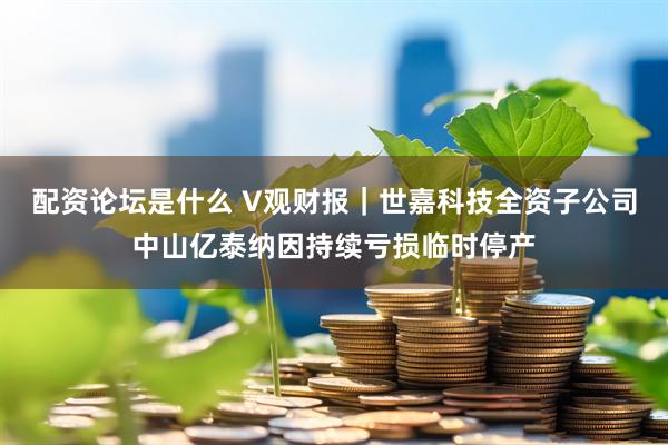 配资论坛是什么 V观财报｜世嘉科技全资子公司中山亿泰纳因持续亏损临时停产